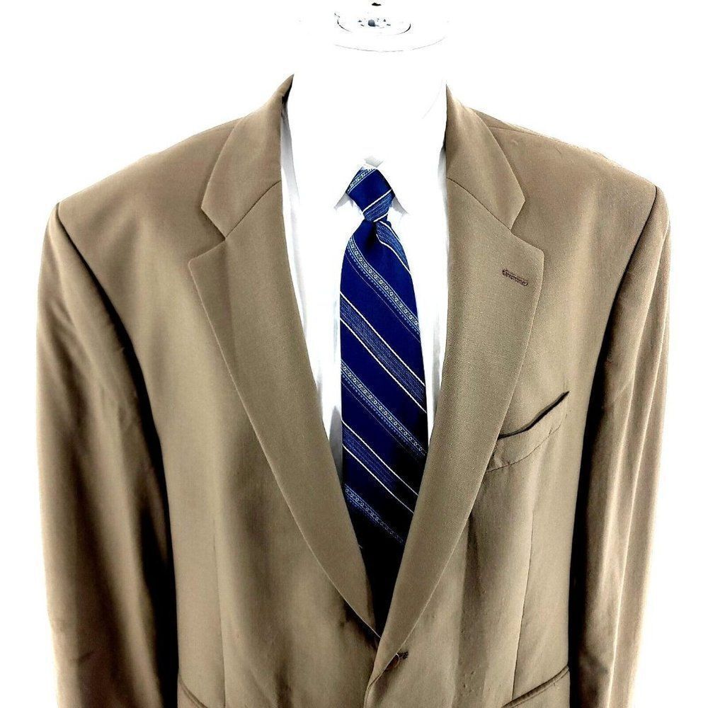 DAMAGED Lauren Ralph Lauren Wool 3 Button Blazer 48L‎ Tan Major Pilling